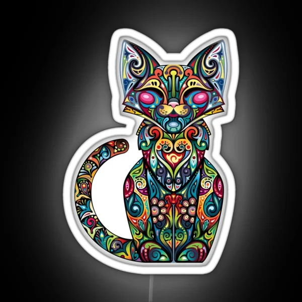 Abstract Art Cat RGB Neon Sign