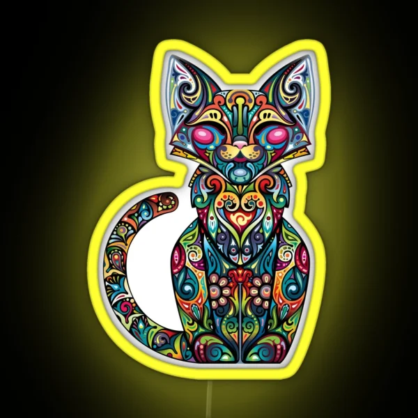 Abstract Art Cat RGB Neon Sign