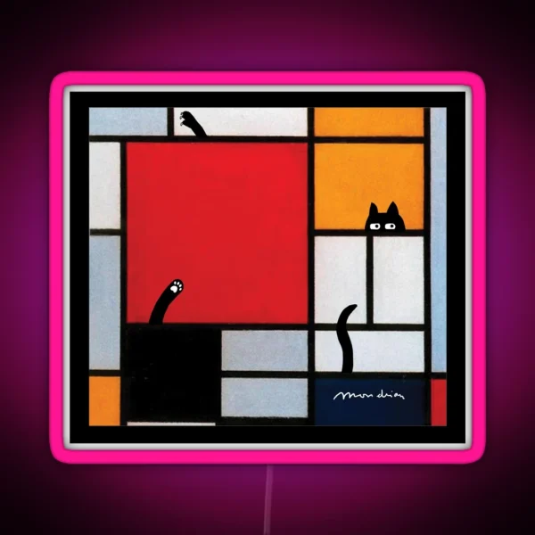 Abstract Art Plus Cat RGB Neon Sign