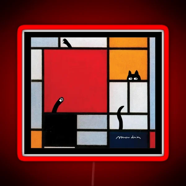 Abstract Art Plus Cat RGB Neon Sign