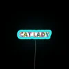 Whimsical abstract neon cat lady letters wall art decorative signage
