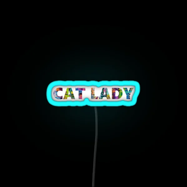 Abstract Artwork On Cat Lady Letters RGB Neon Sign