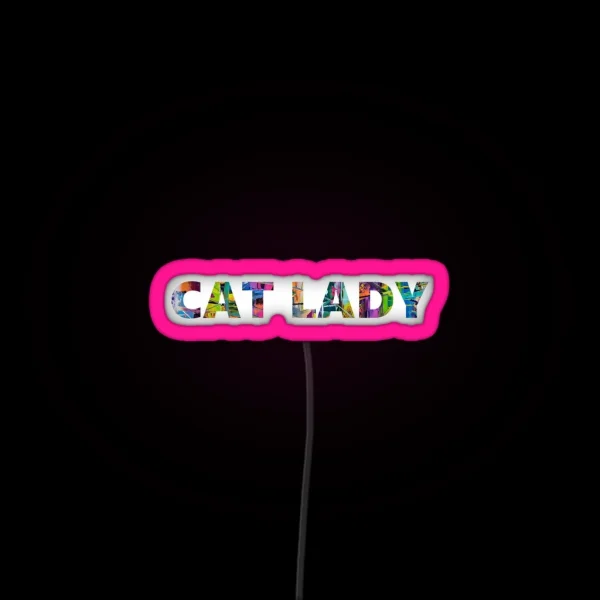 Abstract Artwork On Cat Lady Letters RGB Neon Sign