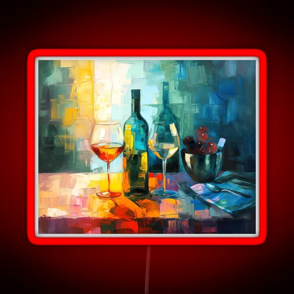 Abstract Bottle And Glasses Dining Room RGB Neon Sign