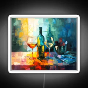 Abstract Bottle And Glasses Dining Room Painting RGB Neon Sign