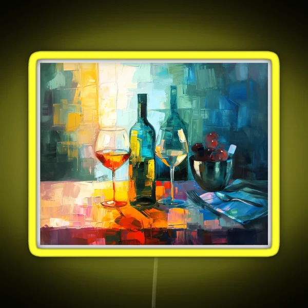 Abstract Bottle And Glasses Dining Room RGB Neon Sign