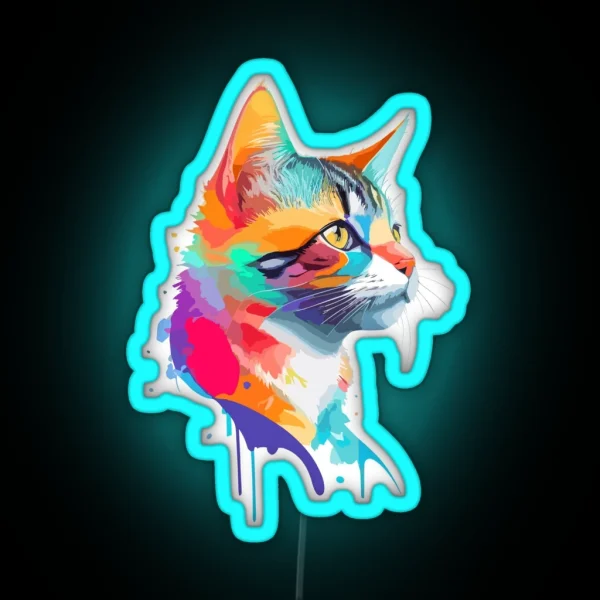 Abstract Cat Colorful Animal RGB Neon Sign