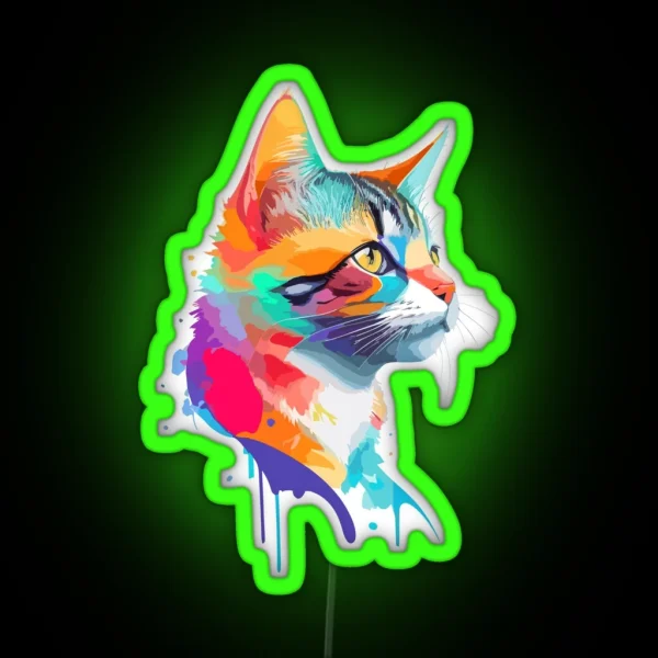 Abstract Cat Colorful Animal RGB Neon Sign