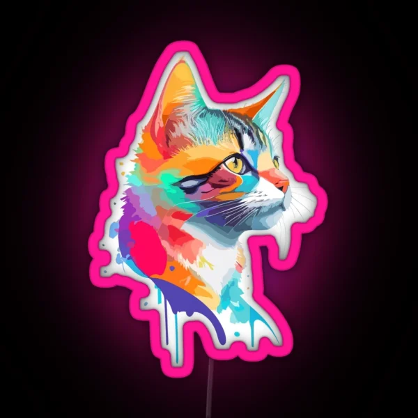 Abstract Cat Colorful Animal RGB Neon Sign