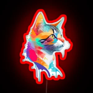 Abstract Cat Colorful Animal RGB Neon Sign