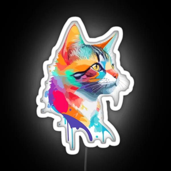 Abstract Cat Colorful Animal RGB Neon Sign