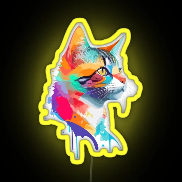 Abstract Cat Colorful Animal RGB Neon Sign