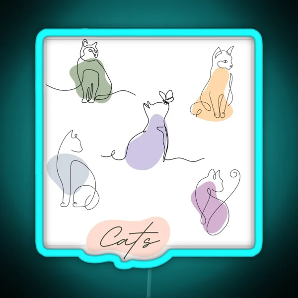 Abstract Cat Lines RGB Neon Sign