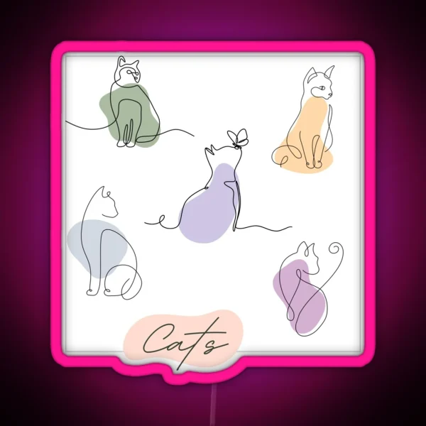 Abstract Cat Lines RGB Neon Sign