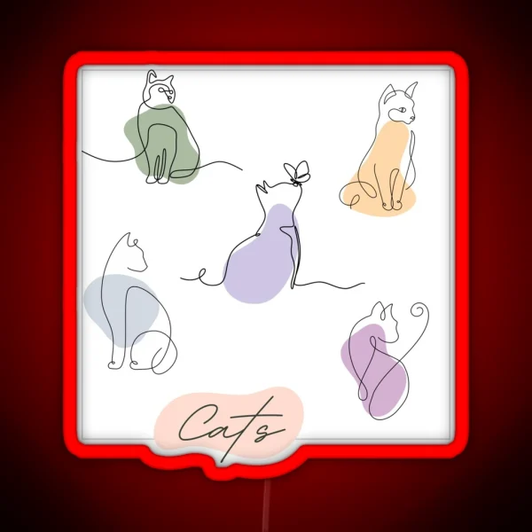 Abstract Cat Lines RGB Neon Sign