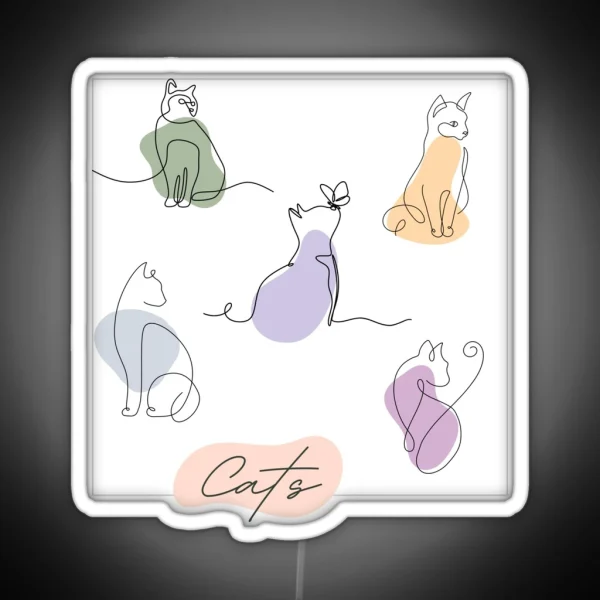 Abstract Cat Lines RGB Neon Sign