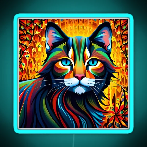Abstract Cat RGB Neon Sign