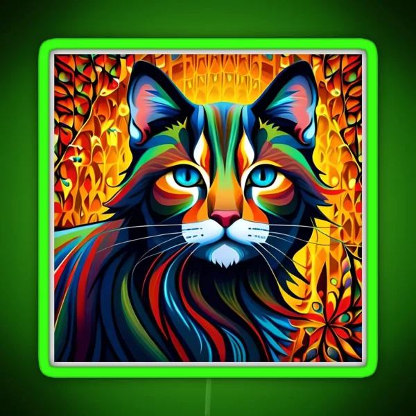 Abstract Cat RGB Neon Sign