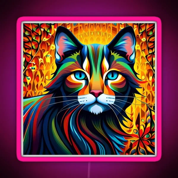 Abstract Cat RGB Neon Sign
