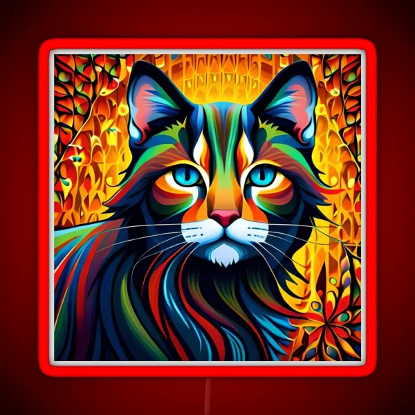 Abstract Cat RGB Neon Sign