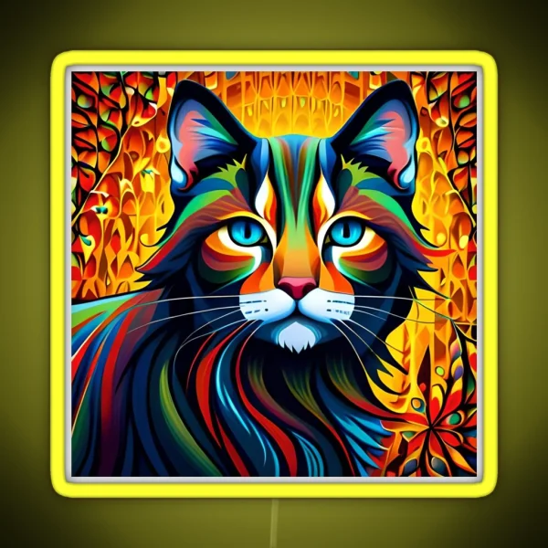 Abstract Cat RGB Neon Sign