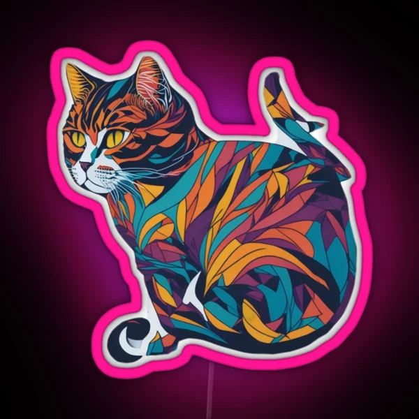 Abstract Cat RGB Neon Sign