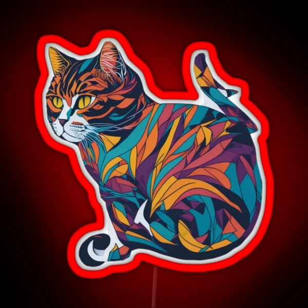 Abstract Cat RGB Neon Sign