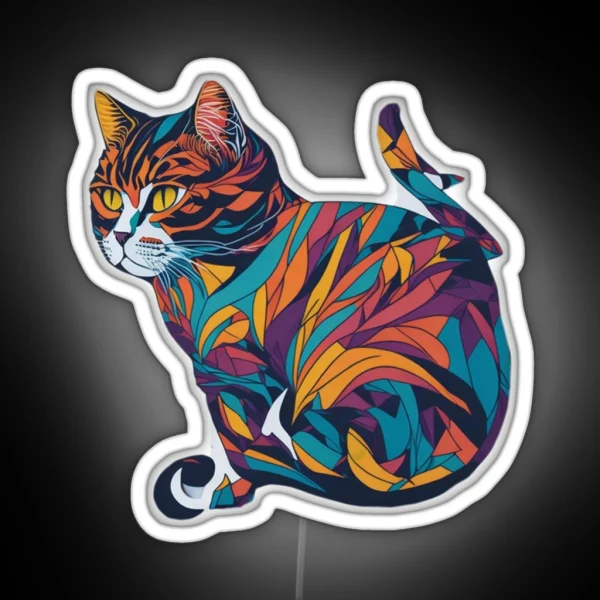 Abstract Cat RGB Neon Sign