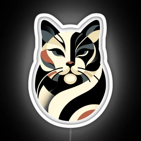 Abstract Elegance Geometric Cat Portrait RGB Neon Sign