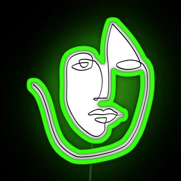 Abstract Face One Line Art RGB Neon Sign