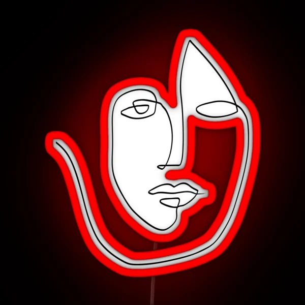 Abstract Face One Line Art RGB Neon Sign