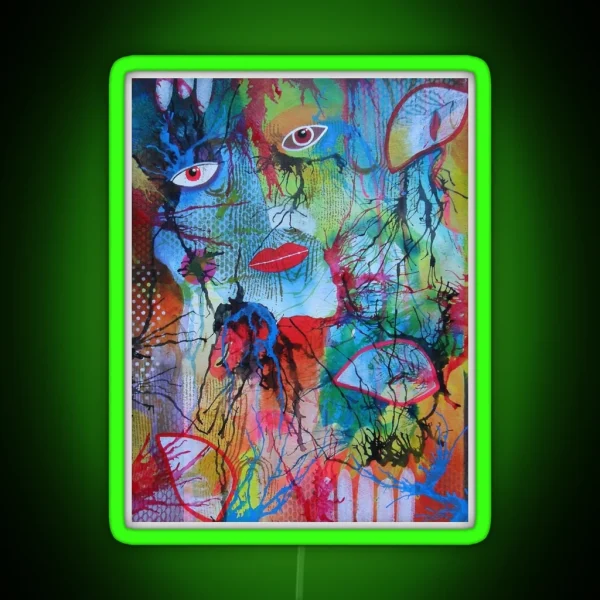 Abstract Face With Drips RGB Neon Sign