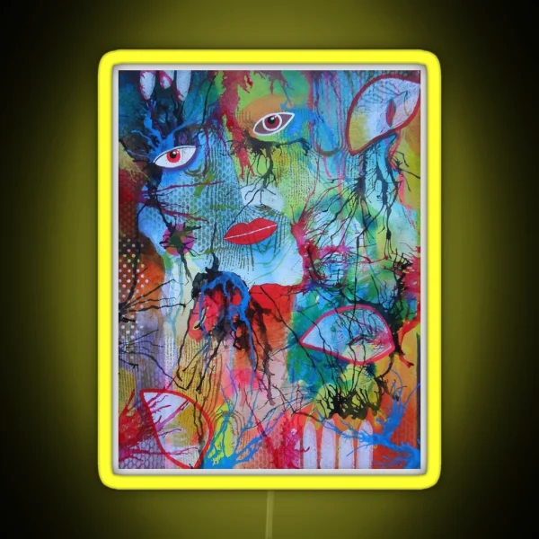 Abstract Face With Drips RGB Neon Sign