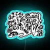 Vibrant abstract faces artwork in full color RGB neon lighting