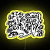 Abstract art colorful faces neon LED display for artistic spaces.