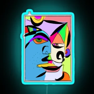 Abstract Faces Color RGB Neon Sign