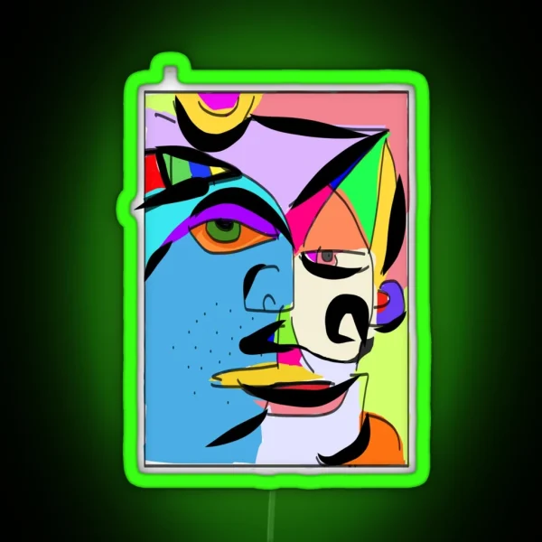 Abstract Faces Color RGB Neon Sign