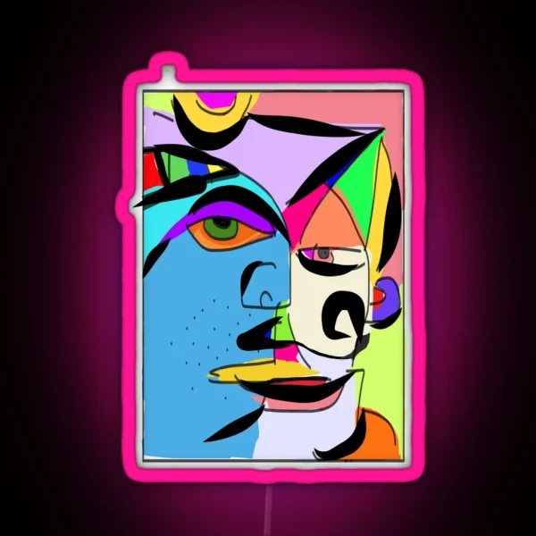 Abstract Faces Color RGB Neon Sign