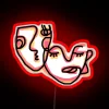 Neon Art Decor featuring Vibrant RGB Colors with Face Silhouettes
