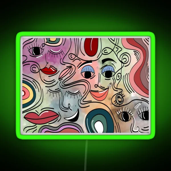 Abstract Faces RGB Neon Sign