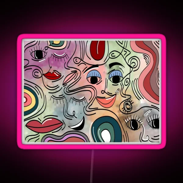 Abstract Faces RGB Neon Sign