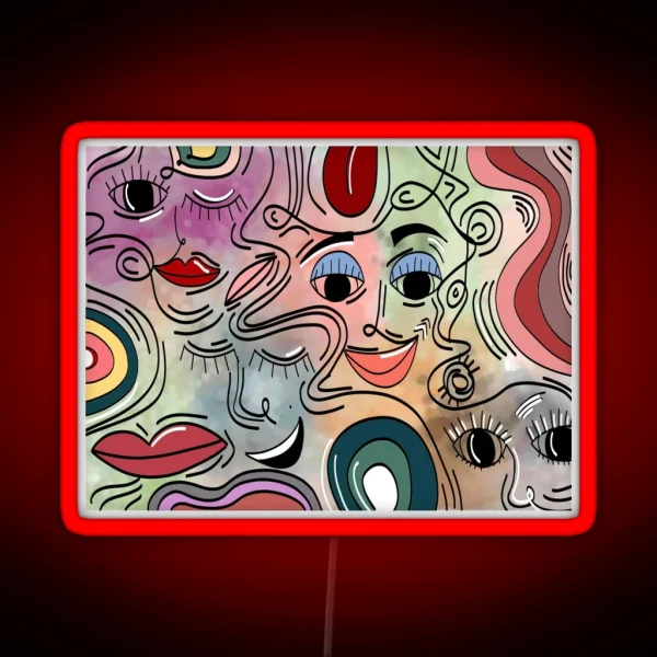 Abstract Faces RGB Neon Sign