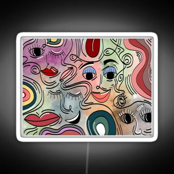 Abstract Faces RGB Neon Sign