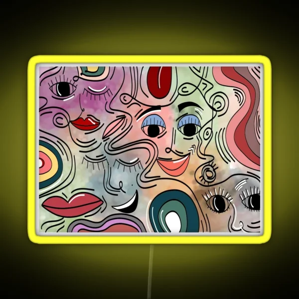 Abstract Faces RGB Neon Sign