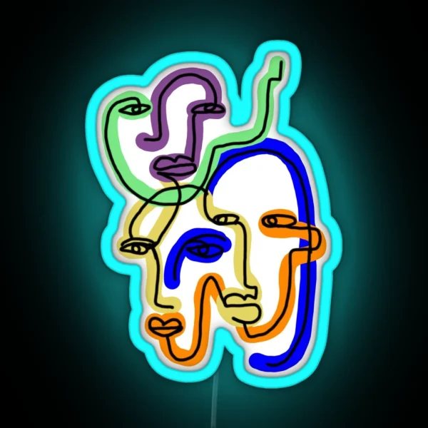 Abstract Faces RGB Neon Sign