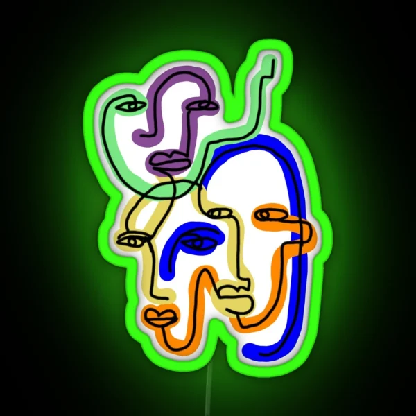 Abstract Faces RGB Neon Sign