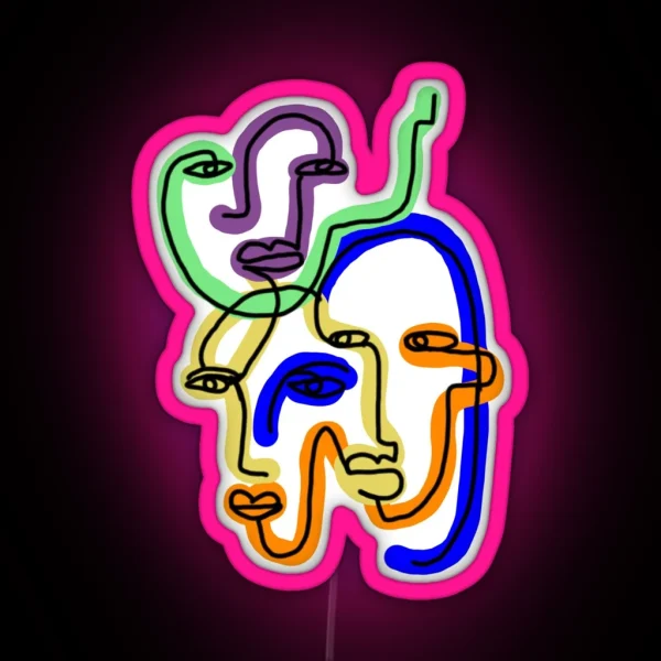 Abstract Faces RGB Neon Sign