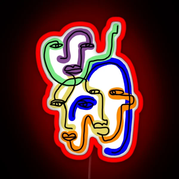 Abstract Faces RGB Neon Sign