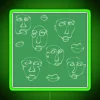 Color-Changing Abstract Neon Light Sculpture Featuring Facial Expressions in RGB