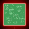 Vibrant abstract face design in multicolor RGB LED neon lighting